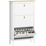 thumbnail of HOMCOM mueble zapatero estrecho con 3 cajones abatibles estantes ajustables y tiradores de PU para 21 pares de zapatos 80x24x131 cm blanco