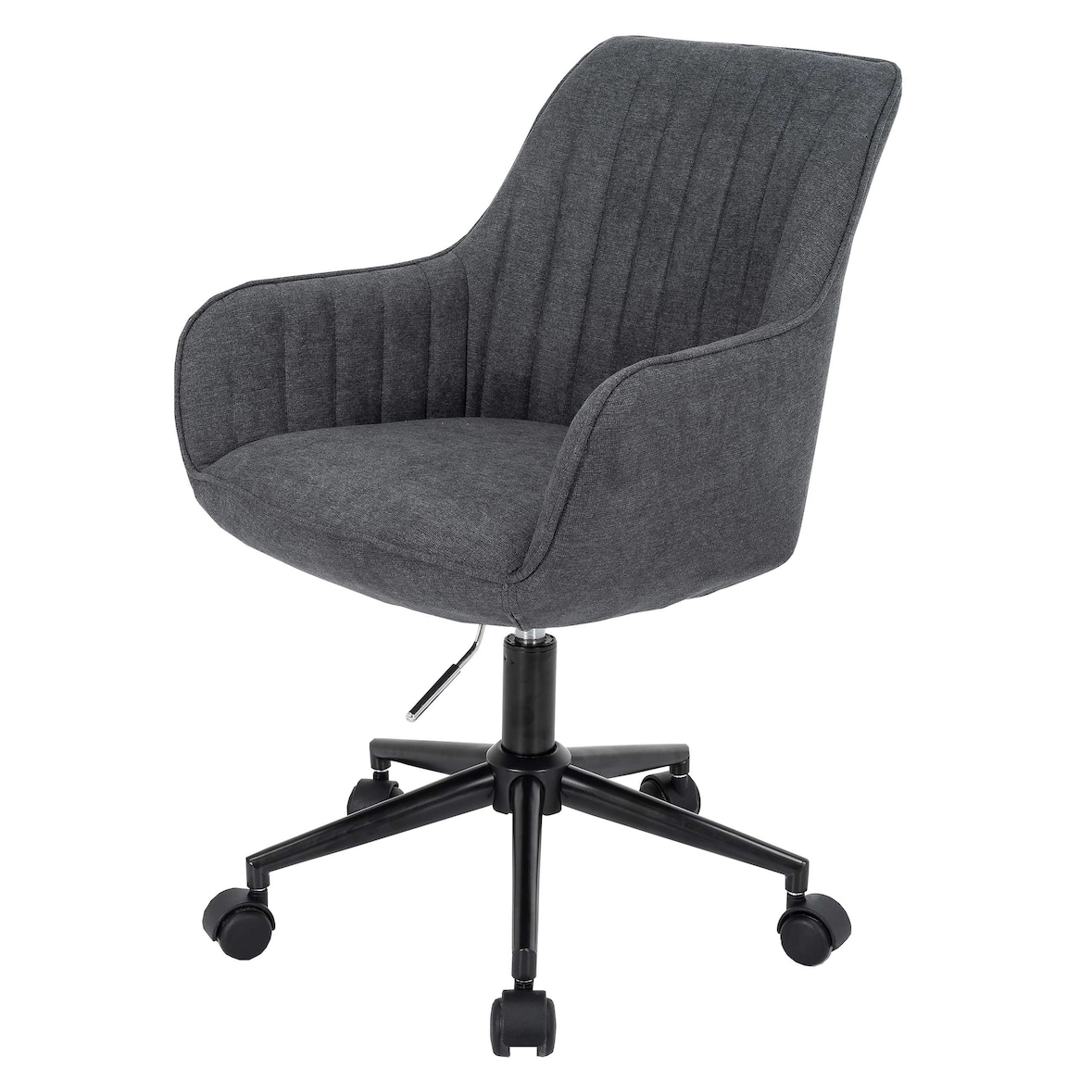 Bürostuhl | HxBxT 87x58x58 cm | Sitzhöhe 46cm | Stoff/Textil mit Armlehne | Anthrazit | Drehstuhl Schreibtischstuhl Lehnstuhl