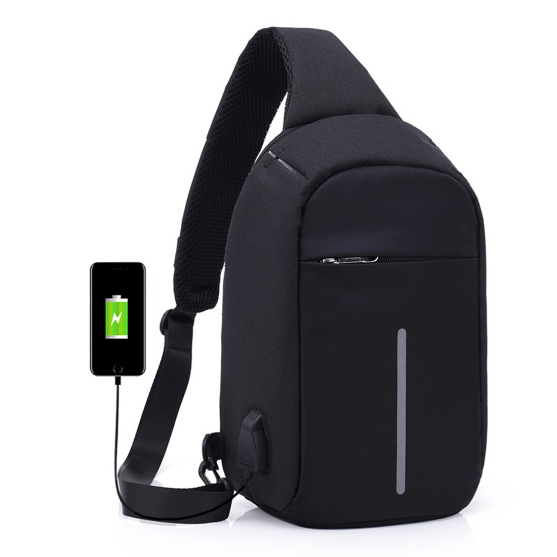 Sac à Dos USB Etudiant Voyage Cartable Ecole Anti Vol pour Powerbank Noir YONIS