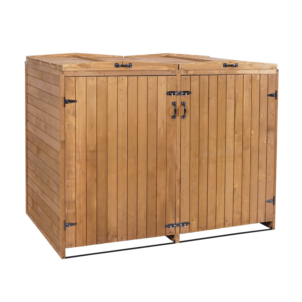 XL 2er-/4er-Mülltonnenverkleidung HWC-H74, Mülltonnenbox, erweiterbar 126x158x98cm Holz FSC® ~ braun