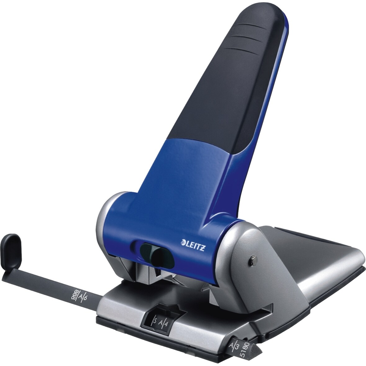 Registraturlocher 65 Blatt mit Anschlagschiene blau Packung mit 8 Stück