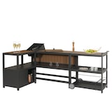 thumbnail of Aluminium Outdoor-Küche 3-teilig HWC-M64, Außenküche Garten Servierwagen Eiskübel Schrank ~ anthrazit, helle Holzoptik