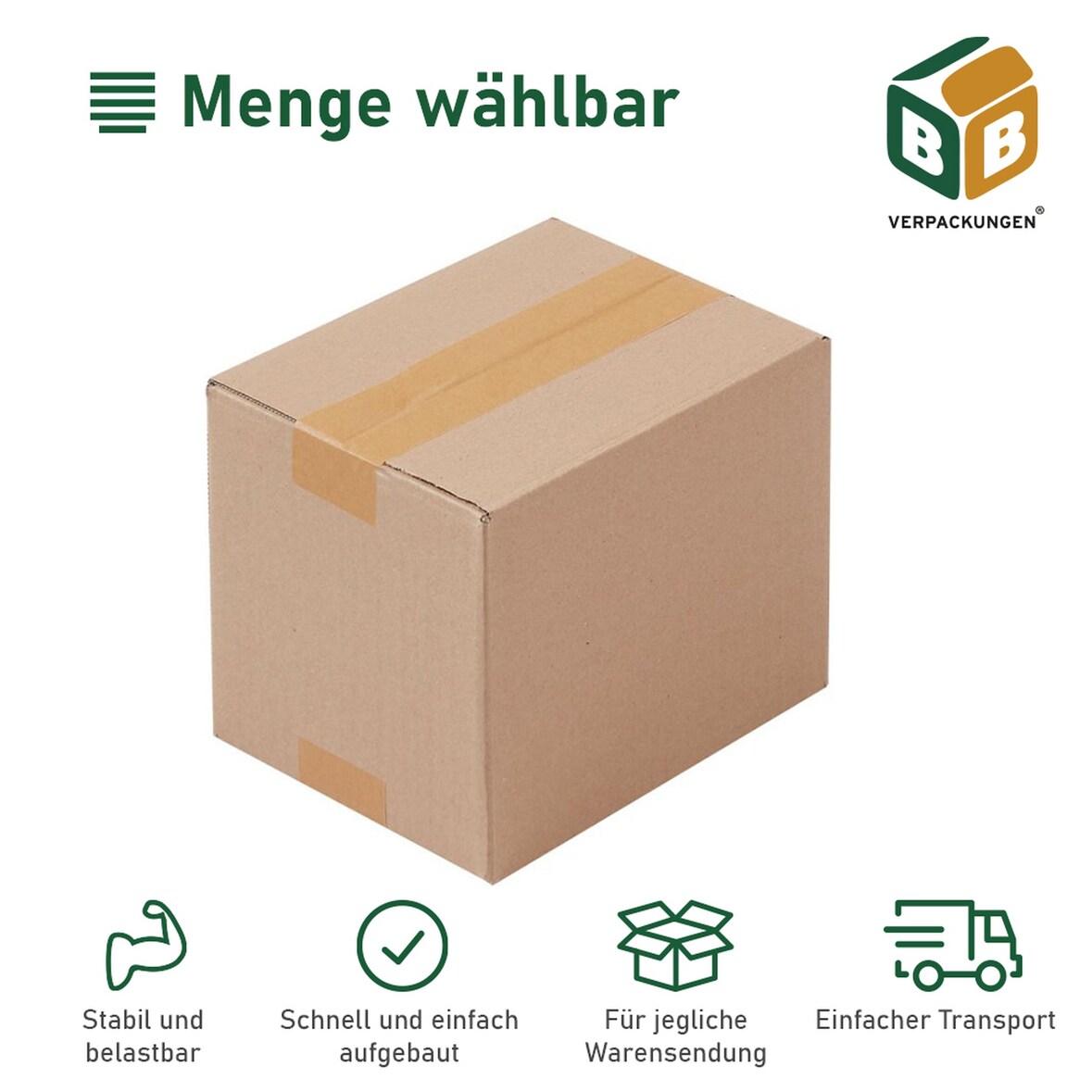 500 x Faltkarton (190 x 150 x 140 mm) stabil 1-wellig Versandkarton Päckchen DHL Hermes Schachtel Box Paket braun BB-Verpackungen