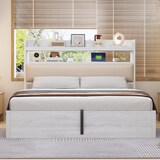 thumbnail of Bettrahmen 180x200 cm mit hydraulischer Hebevorrichtung und USB – Vintage-Design aus Holz und Metall, weiß