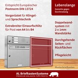 thumbnail of AL Briefkastensysteme 3 Fächer Premium Edelstahl Wand Briefkasten Anlage mit Klingeln, Post A4, modern, robust, wetterfest, Artikelnummer: 331V3EA3KSL