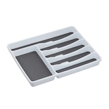 thumbnail of Relaxdays Besteckkasten für Schubladen, Besteckeinsatz für Kochbesteck, Schubladeneinsatz, HBT 4,5x33x40 cm, weiß/grau