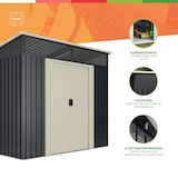 thumbnail of Wasabi - Caseta Jardín 4,6m2 Stark - Tragaluz Policarbonato - Gris Antracita y Beige - Puerta Corredera Doble - Techo Inclinado - Cobertizo Metal