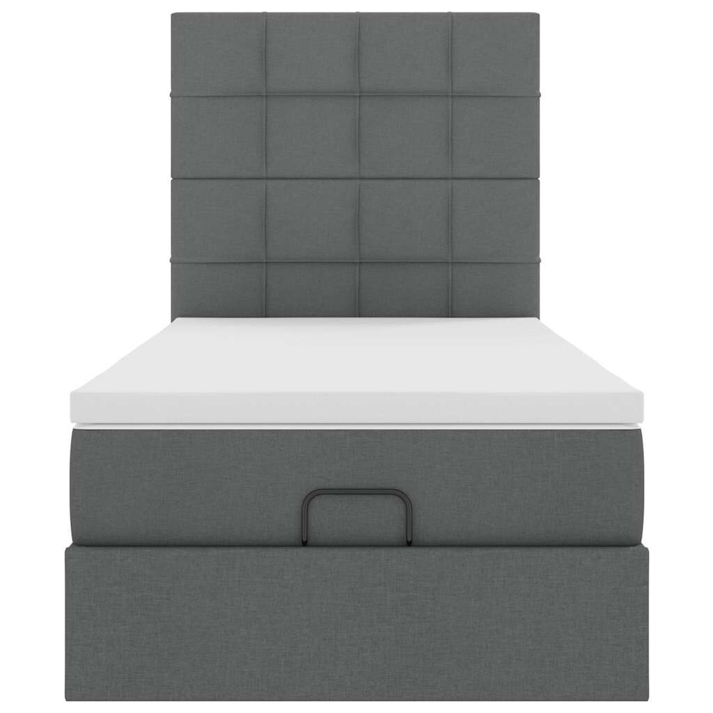 vidaXL Ottoman-Bett mit Matratze & LEDs Dunkelgrau 100x200 cm Stoff