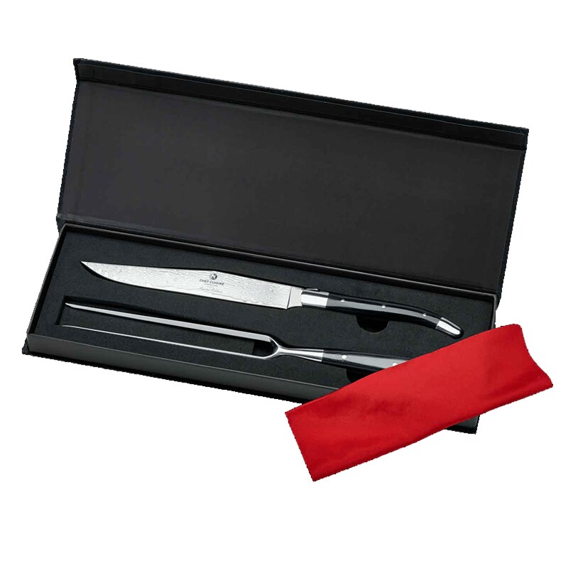 CHEF CUISINE Damast Tranchierbesteck 2-tlg., Holzschatulle