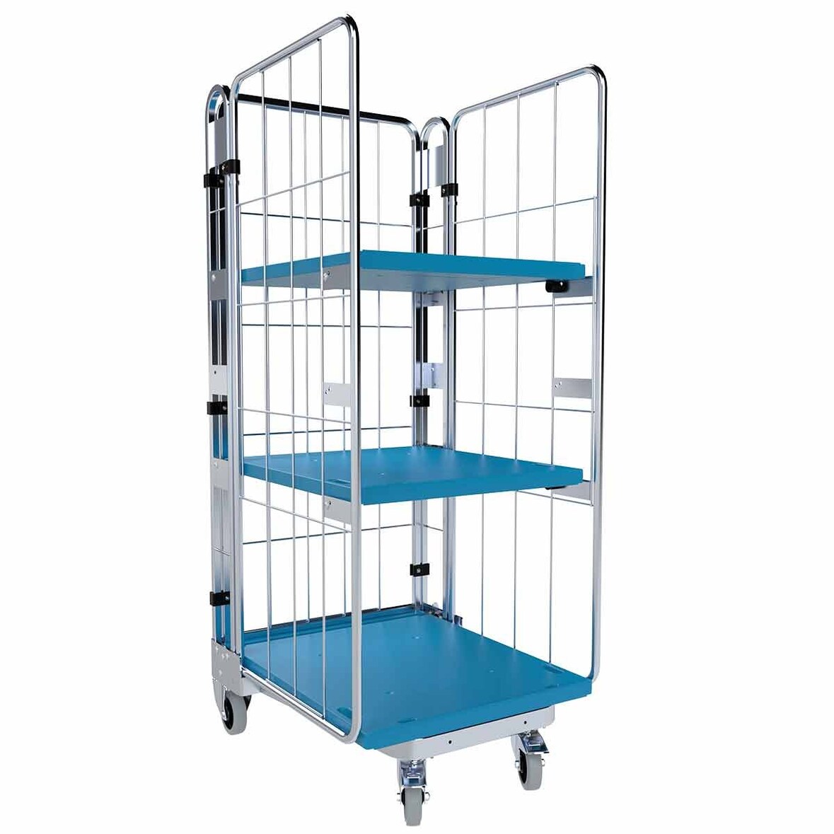 Rollbehälter nestbar 1550 KU, 725 x 820 mm, 3-seitig, 2 ZWB KU klappbar, Cr 3