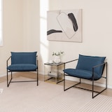 thumbnail of COSTWAY Sling-Akzentstühle, 2er-Set Lounge-Sessel mit Sitz- und Rückenkissen, 71 x 71 x 61 cm, Marineblau