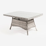 thumbnail of Mesa centro para exterior, Aluminio y rattán sintético redondo, Color gris, Tamaño: 140x85x67 cm