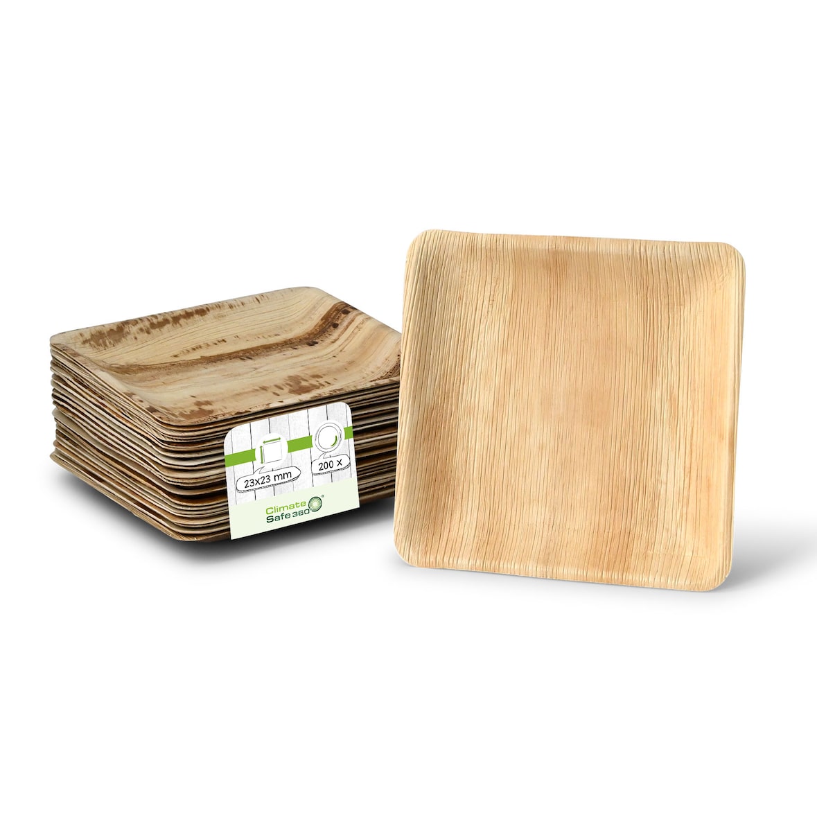 greenbox - Palmware®-Prato, aprimorado, 23 x 23 cm, quadrado, 200 un..