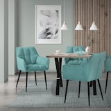 thumbnail of ML-Design – Esszimmerstühle 6er Set – Petrol Frotteestoff | dick gepolstert, Armlehnen, Metallbeine, ergonomischer Loungesessel