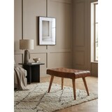 thumbnail of Sitzhocker 67x47x39 cm Mango Massivholz / Echtleder Chesterfield-Design, Lederhocker Braun, Beistellhocker Hocker ohne Lehne, Country