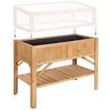 thumbnail of tectake potager sur pied avec étagère et rangement bois pin imprégné marron 119x57x90 cm jardin élevé