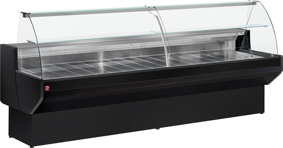 Kühltheke mit gebogenem Glas, Umluft mit Reservefach - SCHWARZ (ML15/B5-VV/R2)