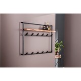 thumbnail of KAWOLA Garderobe RAICA Akazie Metall Hutablage 12 Haken schwarz