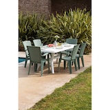 thumbnail of Set de 4 chaises monobloc en polypropylène avec fibre de verre, effet rotin, empilables pour extérieur et jardin, bar et restaurant - Diana - Sauge
