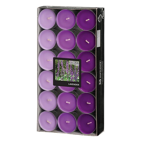 Papstar Duftteelichter, Lavendel, Ø 38 mm · 17 mm, "Flavour", 8 x 36 Stück
