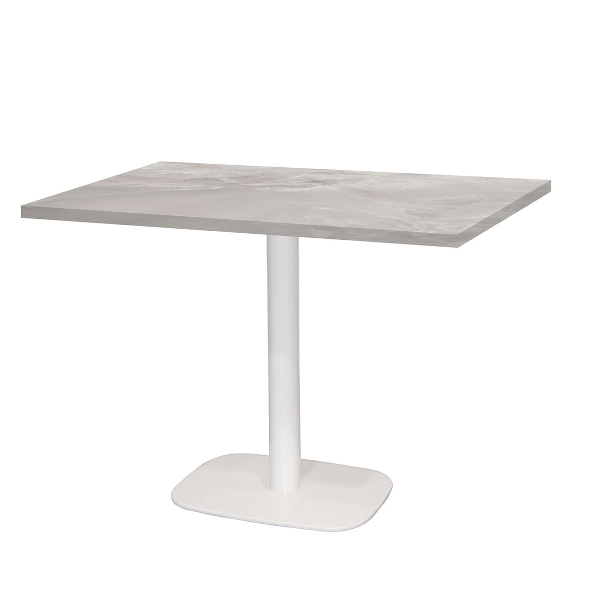 Restootab - Table Round pied blanc 120x70cm décor marbre perla