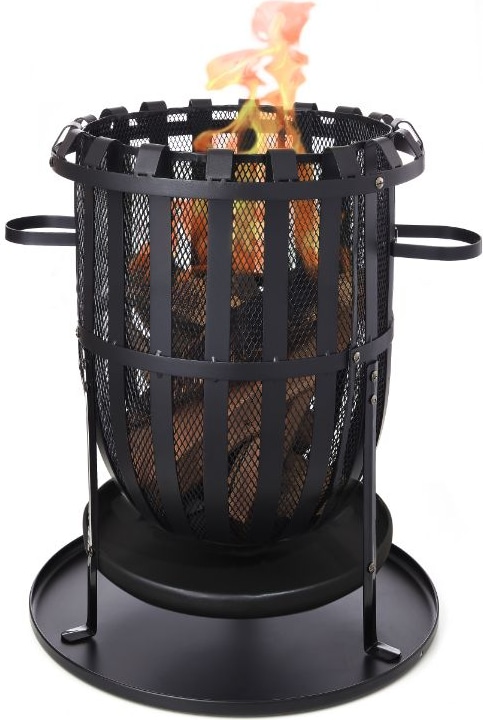 Tarrington House Brasero, acero, ø 52 x 55 cm, cesta de fuego de alta calidad con asas y recipiente de recogida, redonda, negra