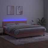 thumbnail of vidaXL Boxspringbett mit Matratze & LED Rosa 180x200 cm Samt
