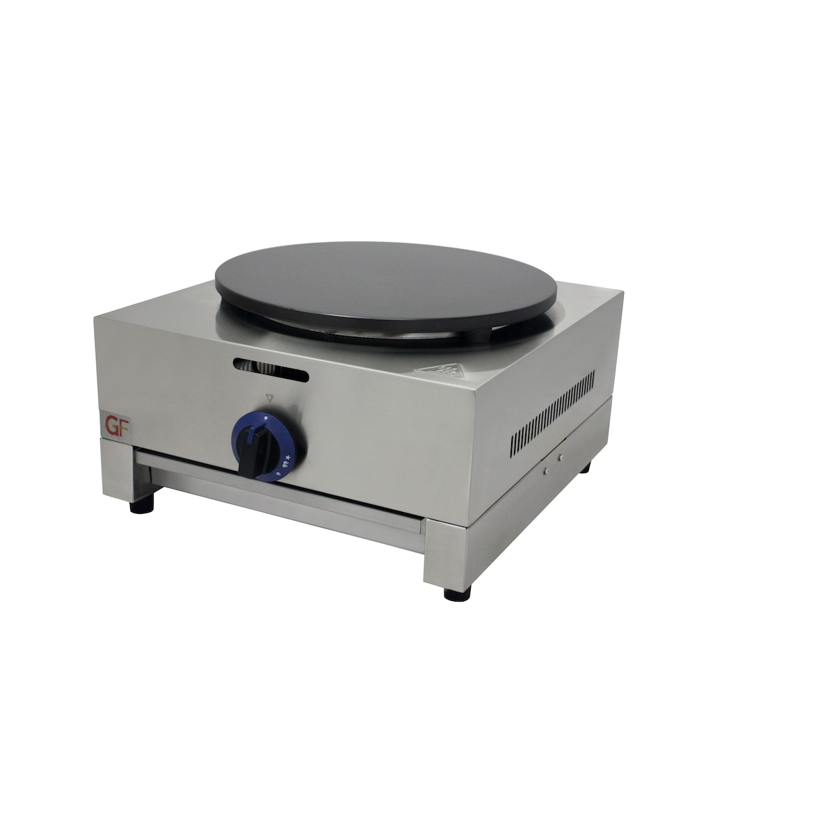 Gasfrit – Professionelle Gas-Crêpe-Maschine, 1 Platte, Edelstahl, 450 x 490 x 260 mm, bis 300 °C, 3,5 kW