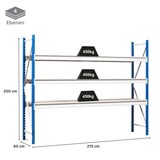 thumbnail of PROREGAL Weitspannregal MAXIMUS Pro | Grundregal | HxBxT 200x275x60cm | 4 Ebenen | Spanplatten-Fachboden | Fachlast 450kg | Lichtblau/Lichtgrau