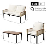 thumbnail of Merax Garten-Loungesessel-Set 4-tlg, Gartenmöbel Sitzgruppe, 2-Sitzer + 2 Sessel + Tisch, mit Kissen, Rattan, Beige