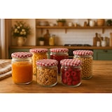 thumbnail of Confituurpot Jampot Inmaakpot met geruite schroefdeksel van 540 ml  – 8.5 x 8.5 x 11.5 cm - 12 stuks