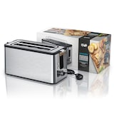thumbnail of Arendo Edelstahl Toaster Langschlitz 4 Scheiben - Defrost Funktion - wärmeisolierendes Gehäuse - mit integrierten Brötchenaufsatz - Krümelschublade