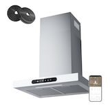 thumbnail of CIARRA Campana extractora Dynamic A+++ 650 m³/h 60 cm WIFI APP Funcionamiento SensorTouch Campana de pared acero inoxidable cristal blanco VM6102W