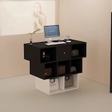 thumbnail of Theke, Kassentheke, Gewerbetheke, LED Beleuchtung Theke beige braun 140x50x90cm