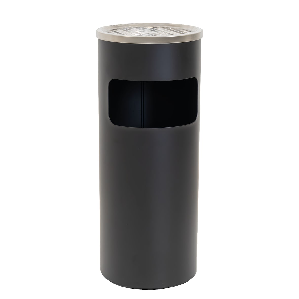Abfalleimer mit Aschenbecher 30 L Schwarz Metall pulverbeschichtet Mülleimer Aschenbecher 2 in 1