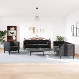 thumbnail of vidaXL 3-tlg. Chesterfield-Sofa-Set mit Nackenrollen Schwarz Samt