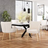 thumbnail of Esszimmerstuhl 4er Set Samt Beige+Gold mit Armlehnen, Lendenstütze und verstellbaren Metallfüßen – Komfortabel und elegant, 83x57x53 cm