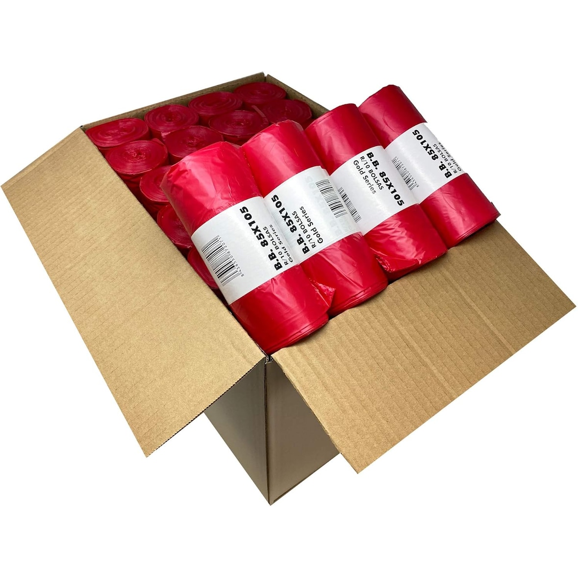 Bolsa de basura roja comunidad 100L 85x105 cm. Rollo 10 uds