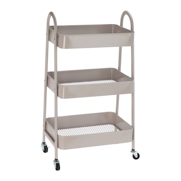 WellHome - Carro de cocina ROLLING color Taupe con 3 Cestas y Ruedas 44x31,5x79,5cm