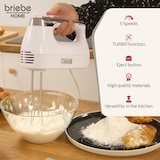 thumbnail of Briebe Elegance Handmixer Handrührgerät Konditorei-Spezial 5 Geschwindigkeiten + Turbo, HM1174WHT, Weiß