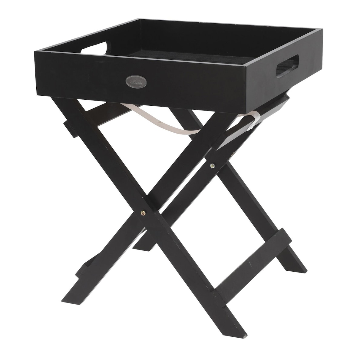 WellHome - Bandeja para servir en madera con patas plegables color negro 30x30x36cm