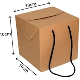 thumbnail of 5x Caixas cúbicas de cartão Kraft 10x10x10 cm com alças e fitas pretas