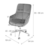 thumbnail of Cadeira de escritório HWC-J64, cadeira giratória, cadeira de secretária, apoio de braço regulável em altura veludo MVG ~ cinzento escuro