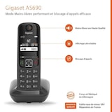 thumbnail of Gigaset AS690 TRIO téléphone DECT noir  base + 3 combinés