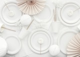 thumbnail of PartyDeco, Tischdecke, synthetisches Material, 137 x 183 cm, weiß
