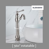 thumbnail of NALA | Grifo de baño alto Vintage Hotel Gastro plateado cepillado | Retro de acero inoxidable premium para fregadero alto|Grifo mezclador 2 conexiones