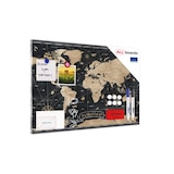 thumbnail of ALLboards Metallische Magnettafel WELTKARTE SCHWARZ 60x40cm Memoboard für jede Art von Magneten Magnetpinnwand + 4 Marker, 10 Magnete und Schwamm