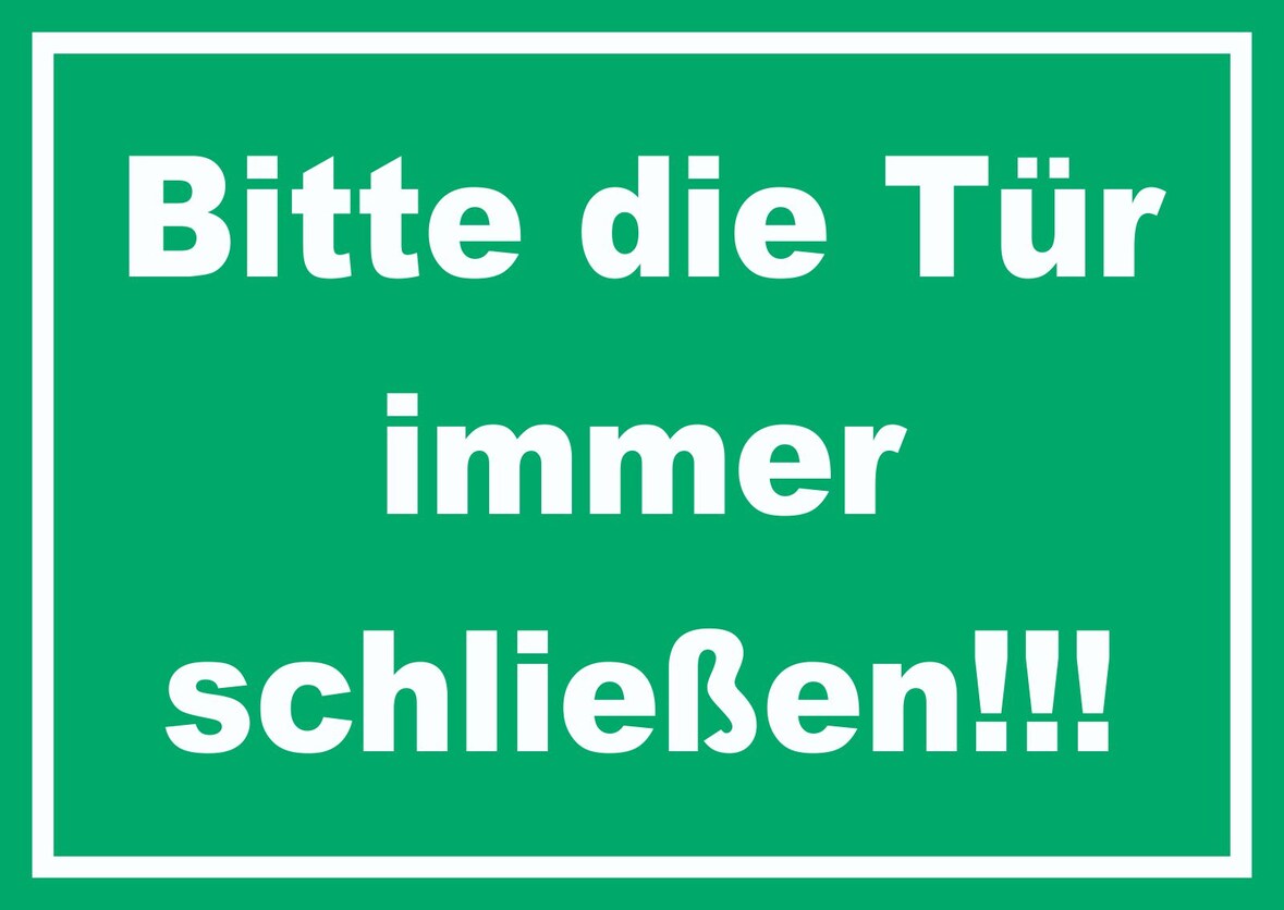 Schild Bitte die Tür immer schließen grün-weiss A2 Rückseite selbstklebend