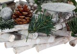 thumbnail of Adventskranz HWC-M12, Adventsgesteck Tischkranz Weihnachtsdeko Tischdeko Holz silber weiß Ø 30cm ~ ohne Kerzen