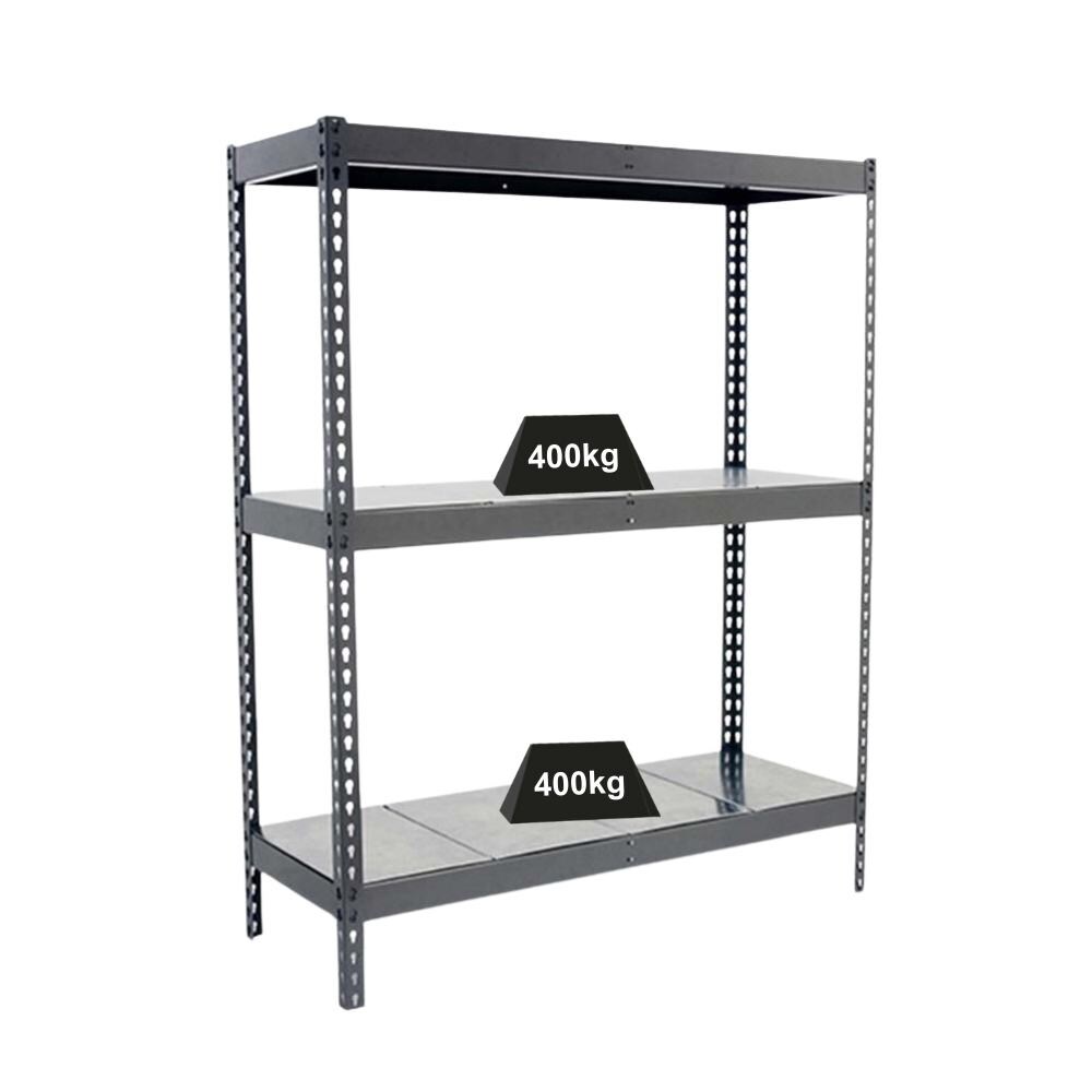 PROREGAL Schwerlastregal MID METAL YETI THREE | HxBxT 150x120x75cm | Fachlast 400kg | Grau | Regal Standregal Werkstattregal Lagerregal